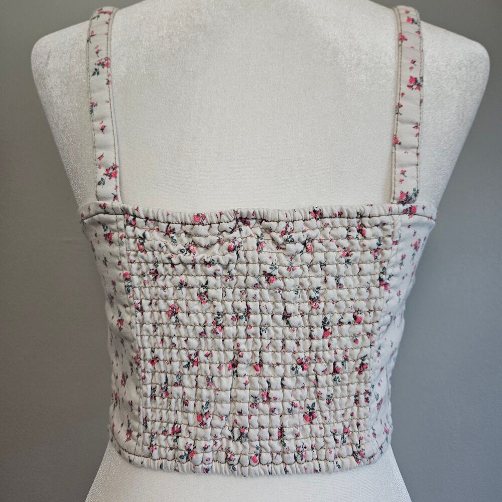 No Boundaries Womens‎ Tank White Dainty Floral Bustier Top Size M Feminine - Picture 5 of 12